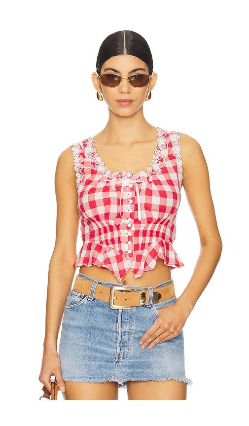 frankies bikinis x bella hadid fleetwood top in red. - size m (also in xl)