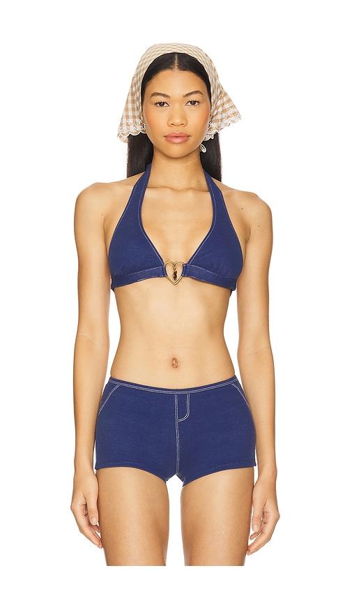 frankies bikinis x bella hadid frank bikini top in blue. - size m (also in s)