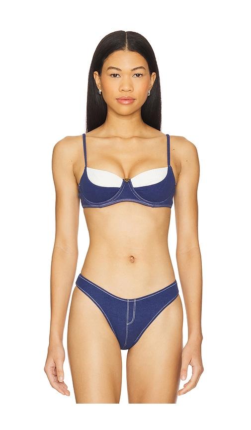 frankies bikinis x bella hadid jolene bikini top in blue. - size s (also in xs)