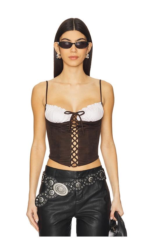 frankies bikinis x bella hadid ranch top in brown. - size m (also in xs)