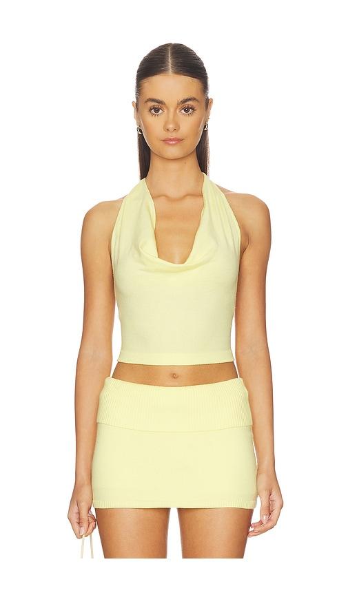 frankies bikinis x jennie briar cloud knit halter top in yellow. - size m (also in s, xs)