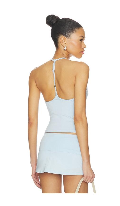 frankies bikinis x jennie chantal halter cotton jersey top in baby blue. - size l (also in s)