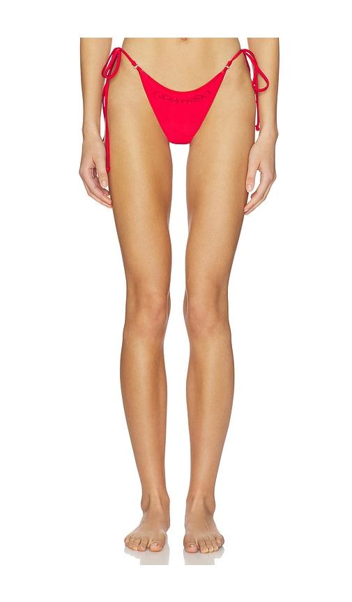 frankies bikinis x jennie mackenzie beaded satin bottom in red. - size l (also in s, xs, m)
