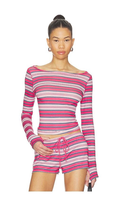 frankies bikinis x jennie sophie lightweight jersey long sleeve top in red. - size l (also in xxs, xs)