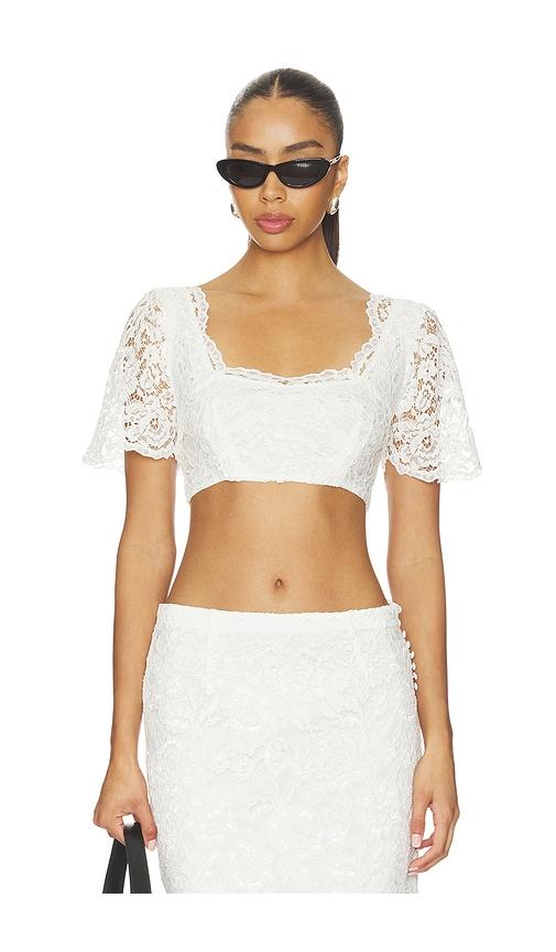 frankies bikinis x paige lorenze honeymoon lace blouse in white. - size l (also in m, s)