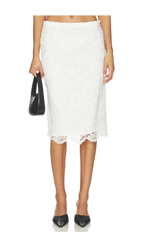 frankies bikinis x paige lorenze honeymoon lace midi skirt in white. - size l (also in s, xs, m)