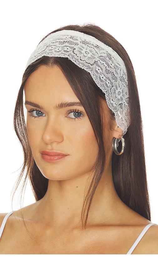 frankies bikinis x paige lorenze lover lace headband in white.