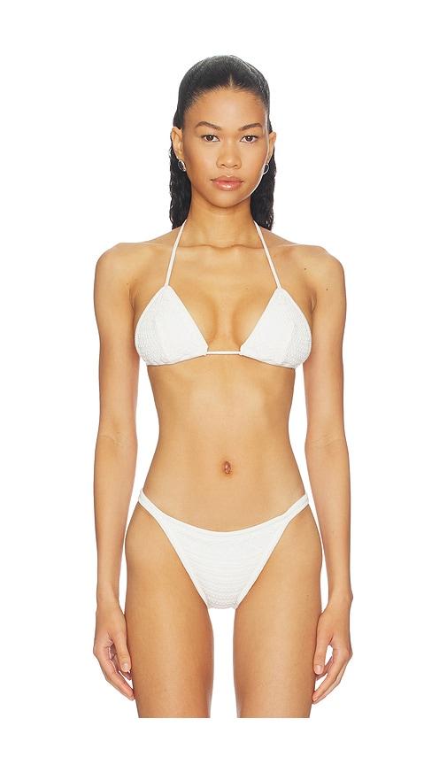 frankies bikinis x paige lorenze tide knit bikini top in white. - size m (also in s)