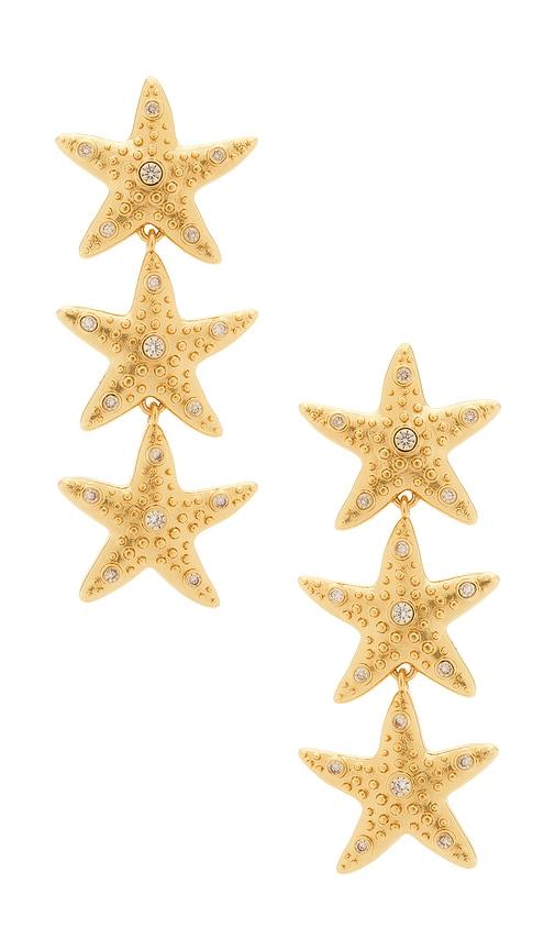 frasier sterling sea star earrings in metallic gold.