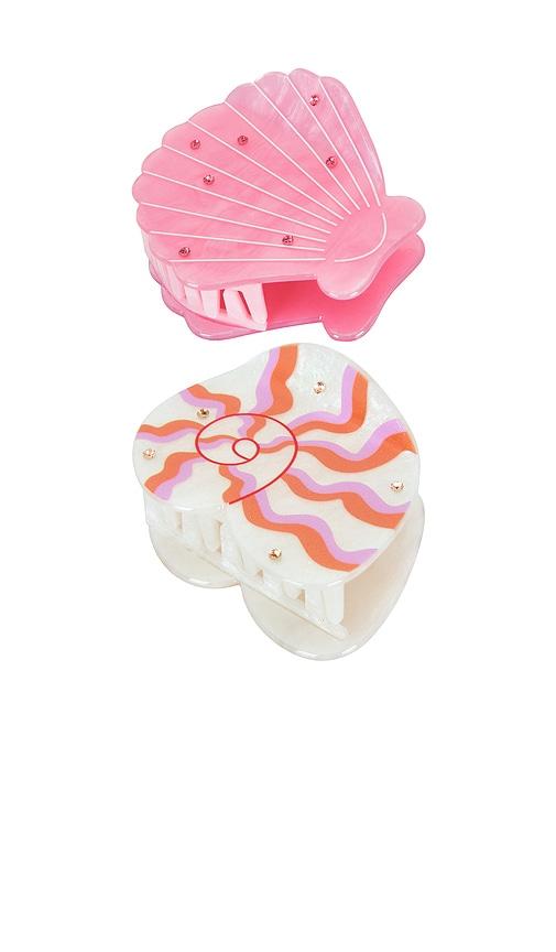 frasier sterling shell beach claw clip set in pink.