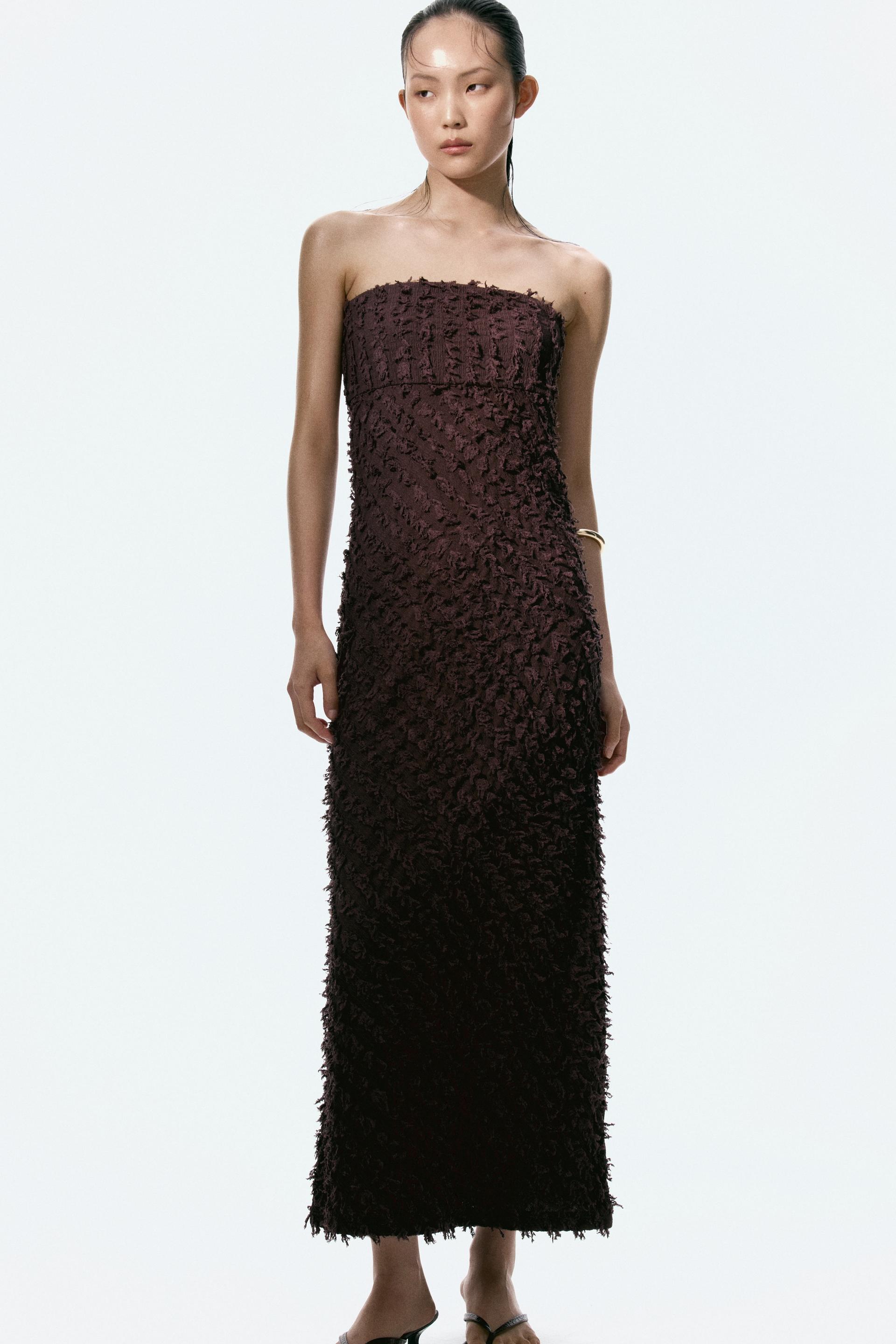 frayed bandeau dress