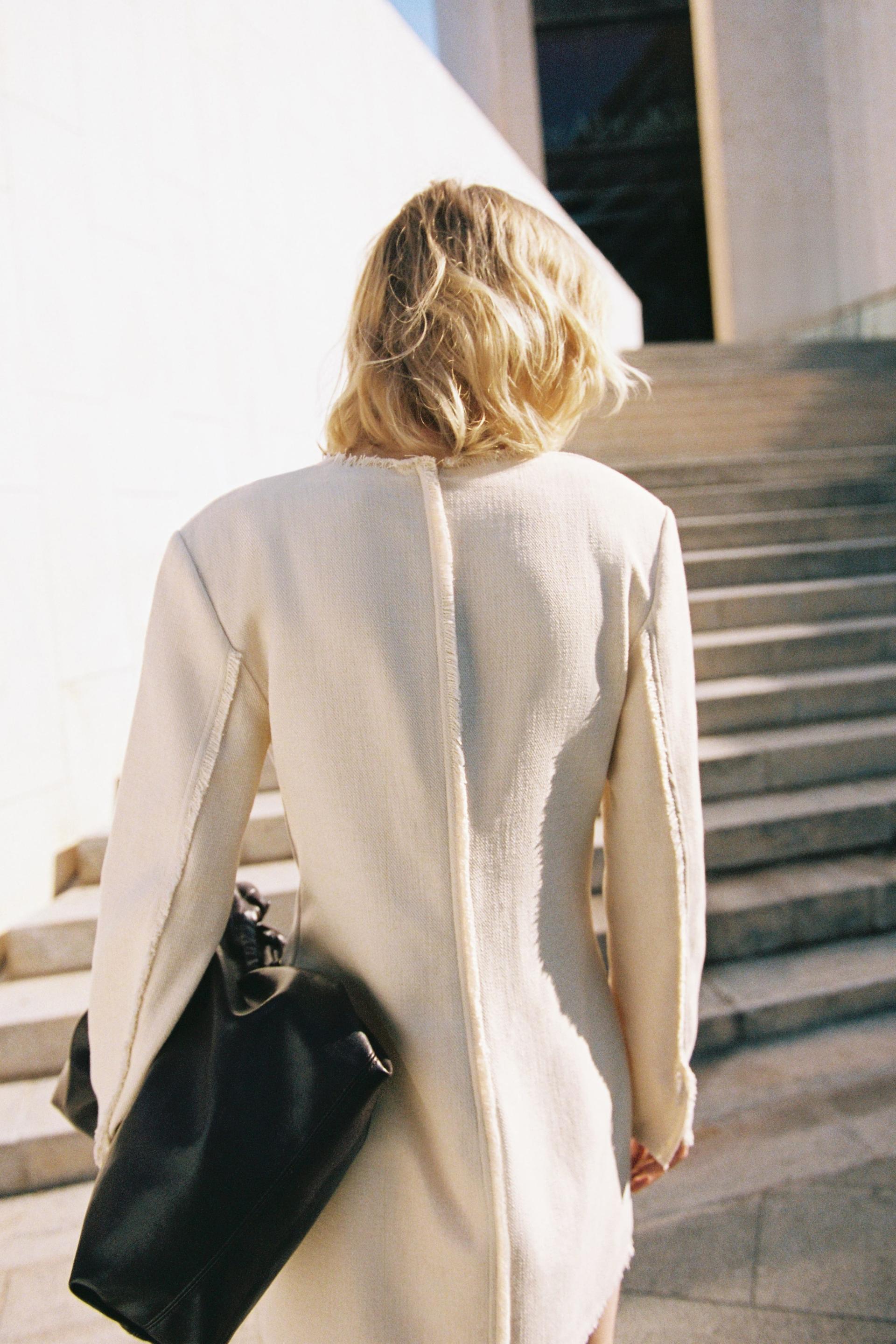 frayed-edge twill dress
