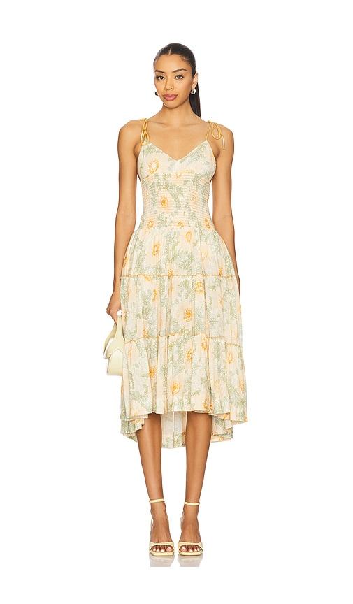 free people adriel midi dress in yellow. - size m (also in xs, s, xl)