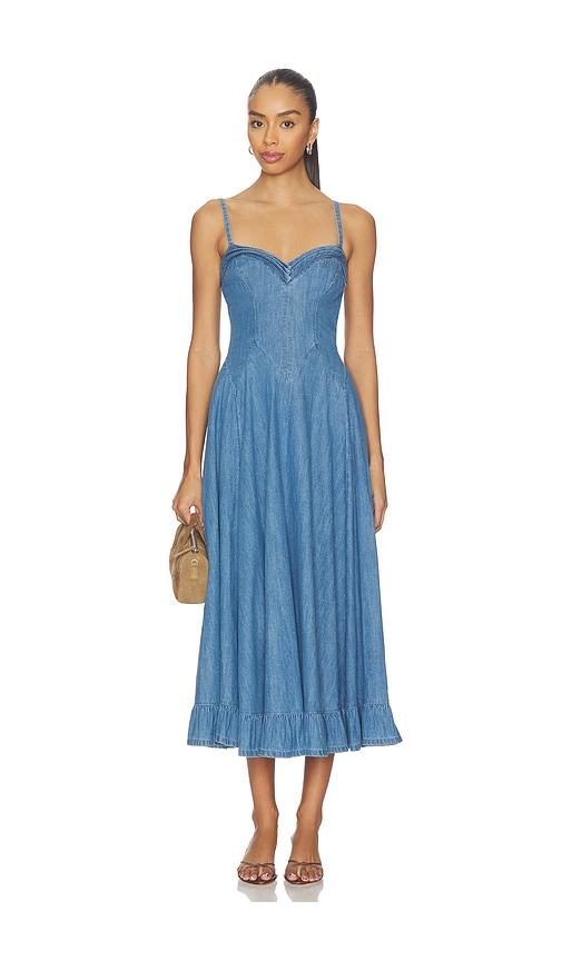 free people another season midi dress in blue. - size l (also in xs, s, m)