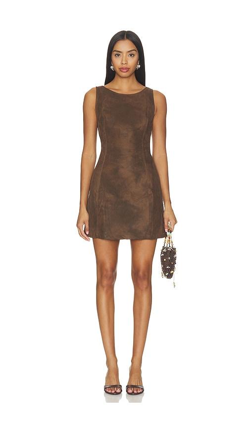 free people atlas suede mini dress in chocolate. - size l (also in xs, s, m, xl)
