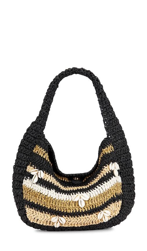 free people belize shell clutch in black,tan.