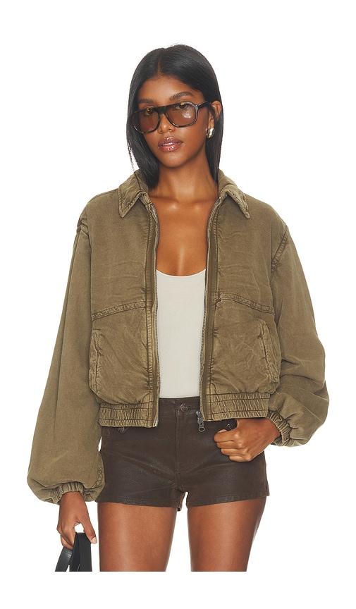 free people birdie washed jacket in green. - size m (also in xs, s, xl)