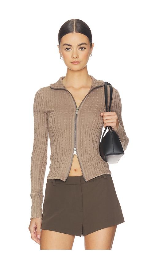 free people brunch girl zip up in taupe. - size s (also in xs)