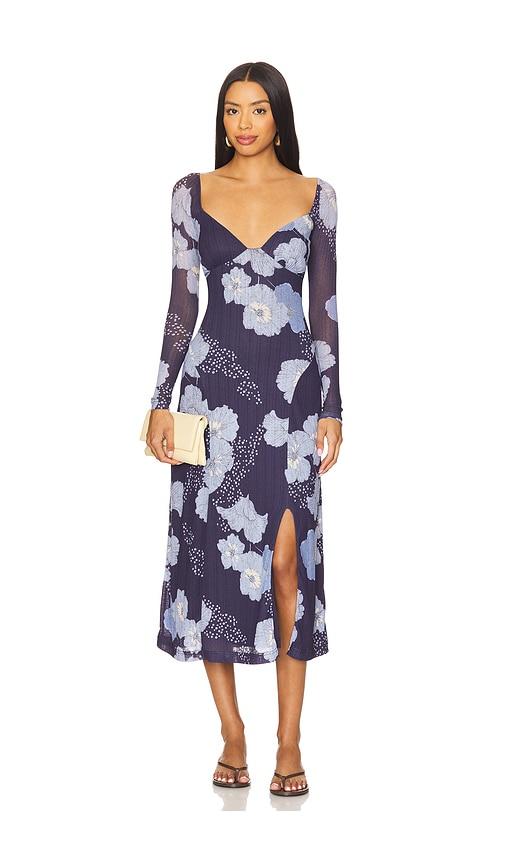 free people calla midi dress in blue. - size m (also in xs, s)