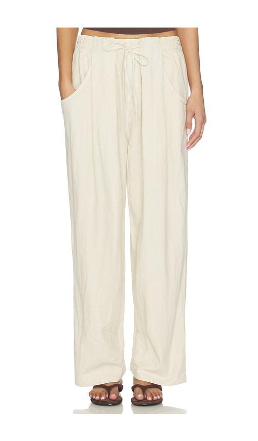 free people chambers laid back pull on pant in beige. - size l (also in m, s, xs)