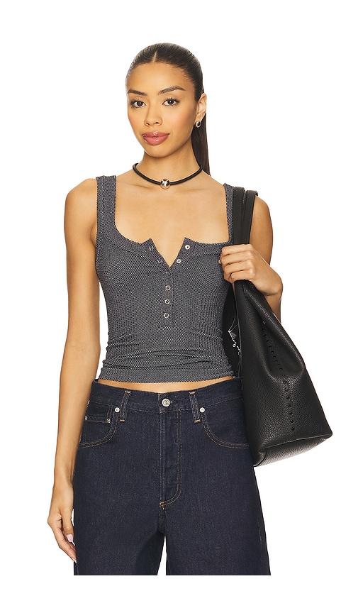 free people clean slate henley tank in black. - size l/xl (also in m/l)