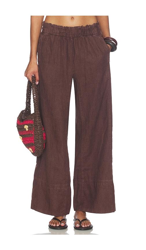 free people days end linen pull on in brown. - size l (also in m, s, xl, xs)