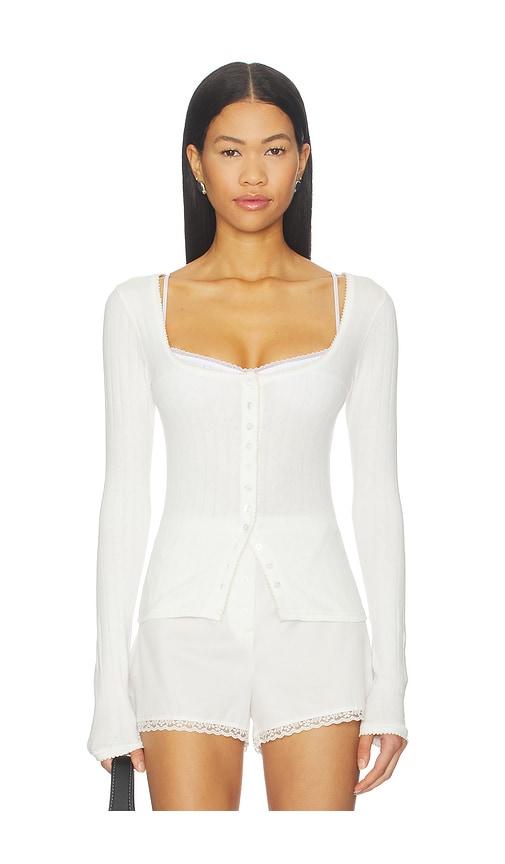free people end game pointelle long sleeve in white. - size l (also in m, s, xl)