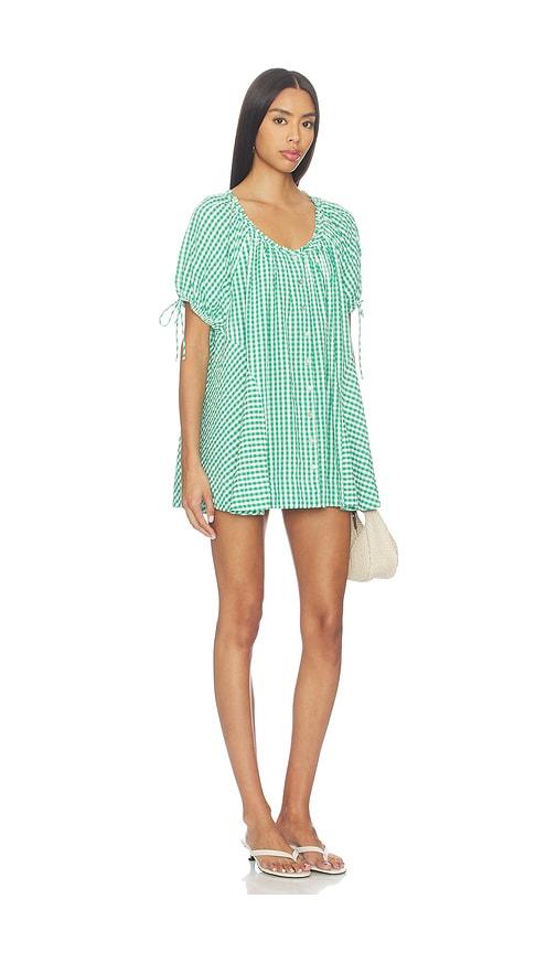 free people farley gingham dress in green. - size s (also in xs)