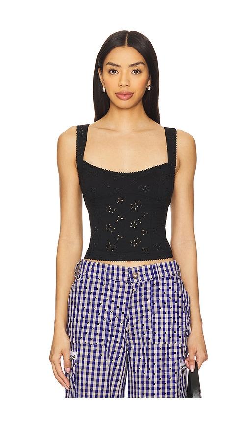 free people full bloom eyelet cami in black. - size l (also in xs)