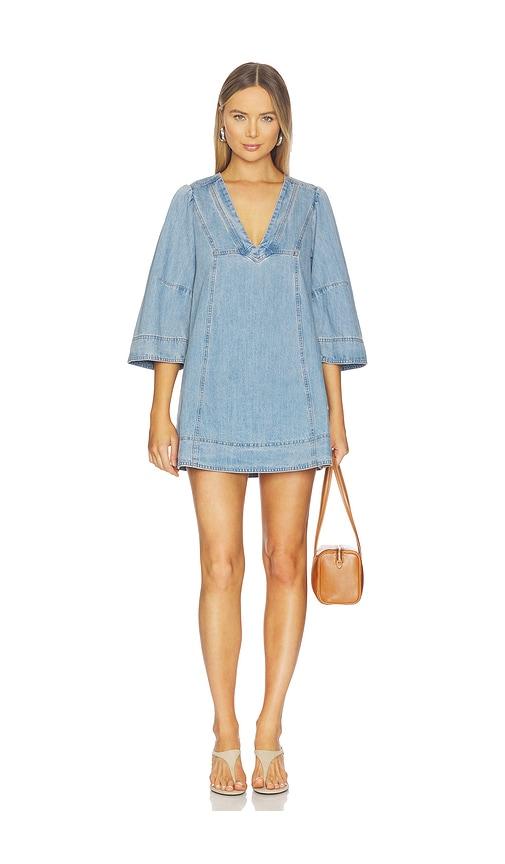 free people goldie baloon sleeve dress in blue. - size m (also in xs, s)