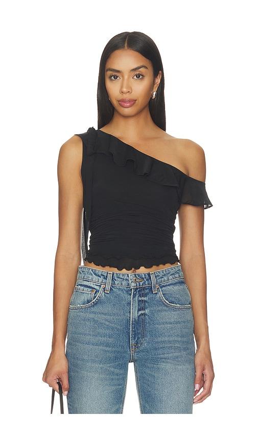 free people isla one shoulder top in black. - size l (also in xs, s, m, xl)