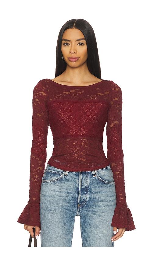 free people lace layering long sleeve in wine. - size m (also in s, xs)