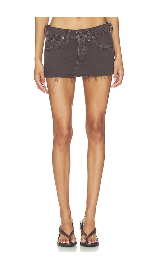 free people lainey low rise mini skirt in chocolate. - size 25 (also in 26, 28, 29, 30)