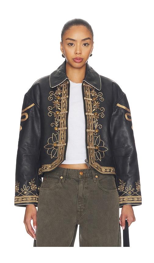 free people lana leather jacket in black. - size m (also in xs, s)