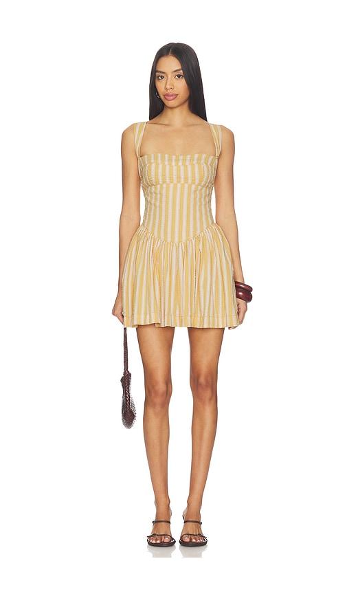 free people laurel plaid mini dress in mustard. - size l (also in xs, s, m, xl)