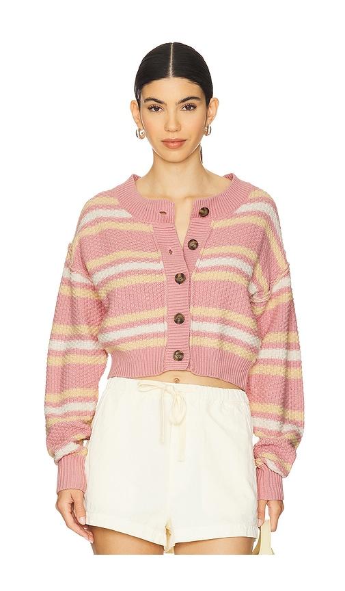 free people lila stripe cardi in pink. - size m (also in s)