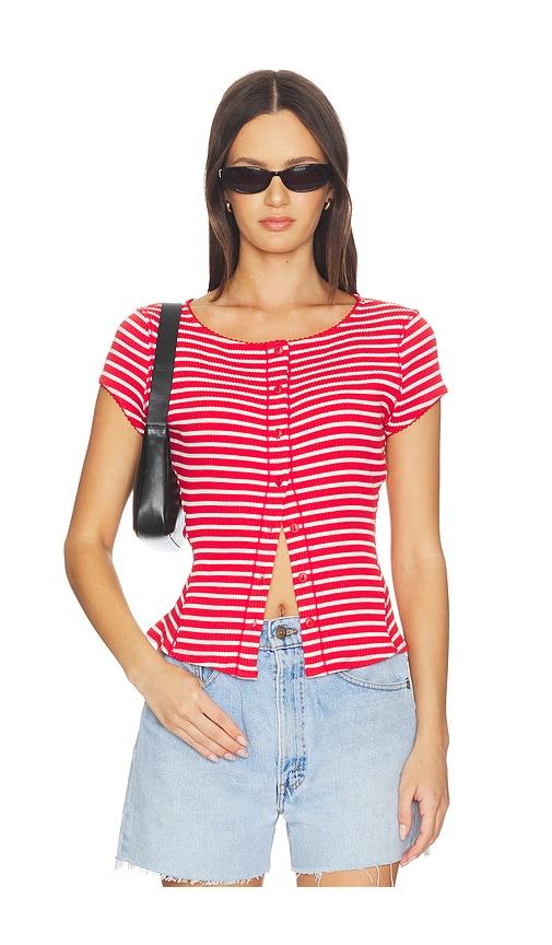 free people most wanted striped cardigan in red. - size l (also in xs, s, m)