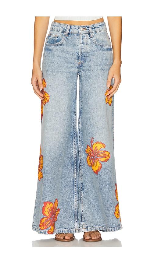 free people palisades wide leg jeans in blue. - size 24 (also in 25)