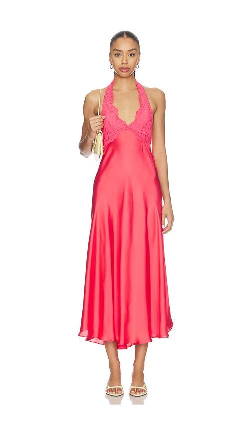 free people petal party midi slip dress in pink. - size l (also in xs, s, m, xl)