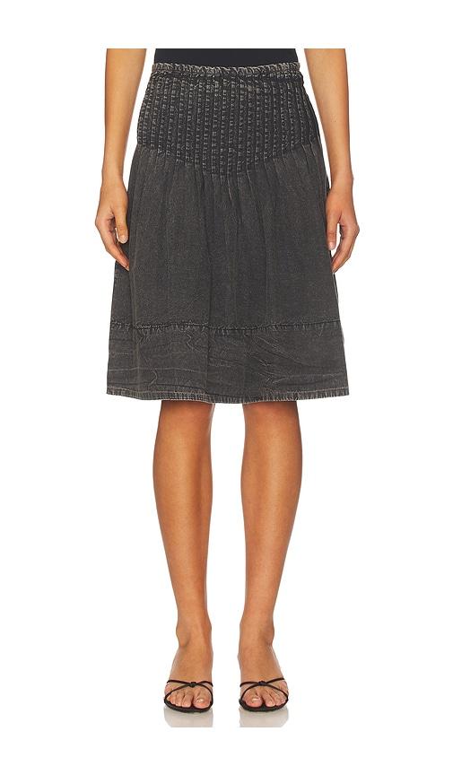 free people peyton pintuck midi skirt in washed black in black. - size 0 (also in 10, 2, 4, 8)