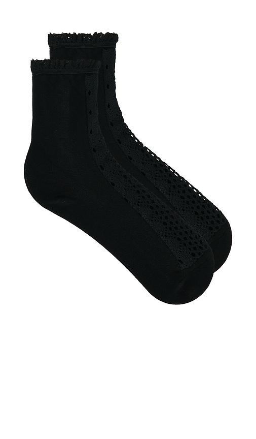 free people rubies crochet socks in black.