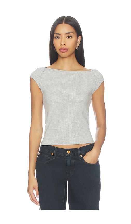 free people so soft seamless modal tee in grey. - size l/xl (also in m/l, xs/s)