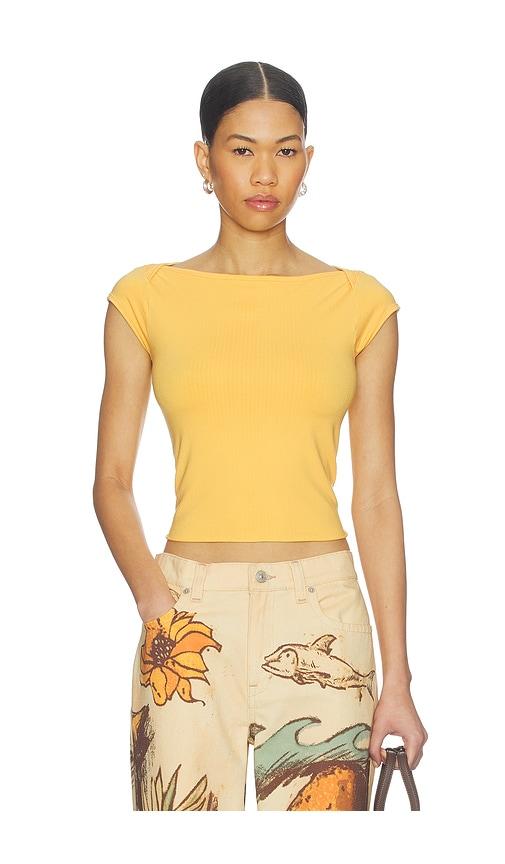 free people so soft seamless modal tee in yellow. - size m/l (also in xs/s)