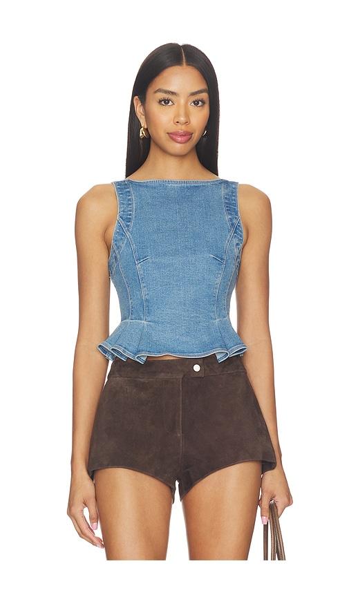 free people sunfaded denim top in blue. - size l (also in xs, s, m, xl)