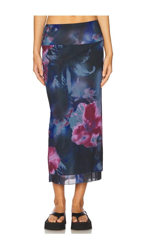 free people sunset mesh maxi skirt in blue. - size l (also in xs, s, m, xl)