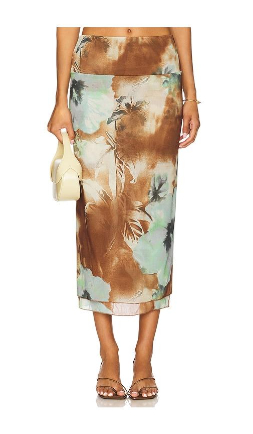 free people sunset mesh maxi skirt in tan. - size m (also in s)