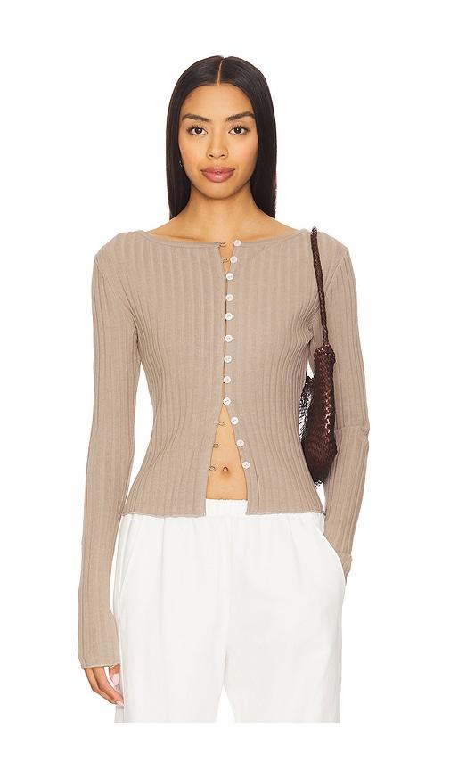 free people tilly long sleeve top in taupe. - size l (also in xs, m, xl)