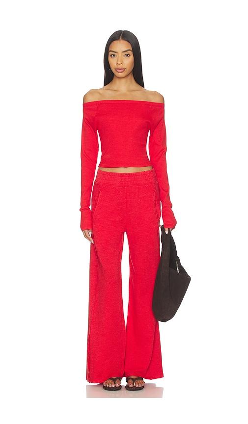 free people x fp movement go to long sleeve set in red. - size l (also in xs, s, m, xl)