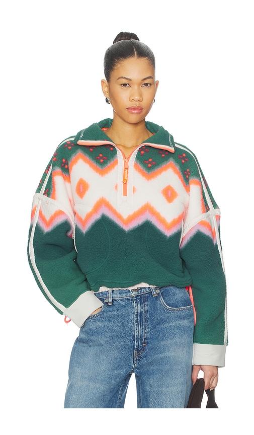 free people x fp movement printed mountain high sweater in green. - size l (also in xs, s, m)