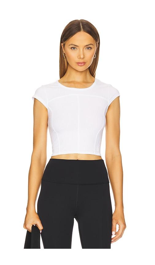 free people x fp movement tempo ribbed baby tee in white. - size l (also in s)